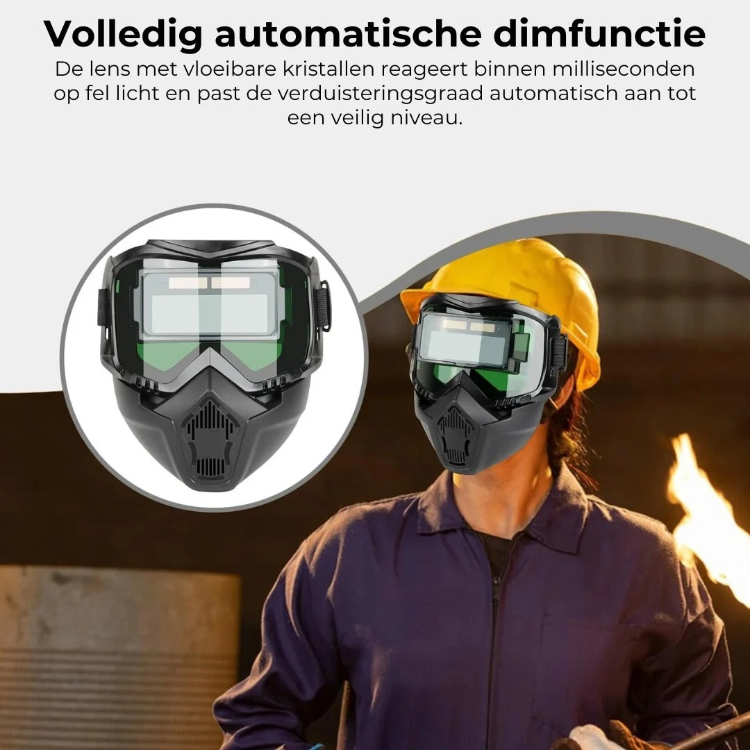 Lashelm met automatische verduistering en koolstoffilter