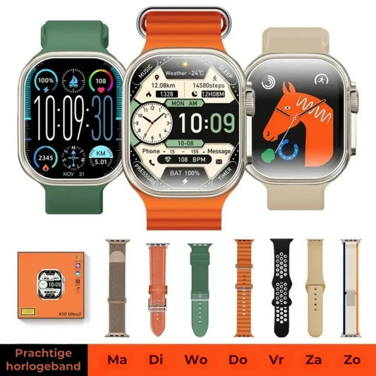 Smartwatch met HD AMOLED scherm en 7 bandjes
