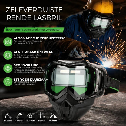 Lashelm met automatische verduistering en koolstoffilter
