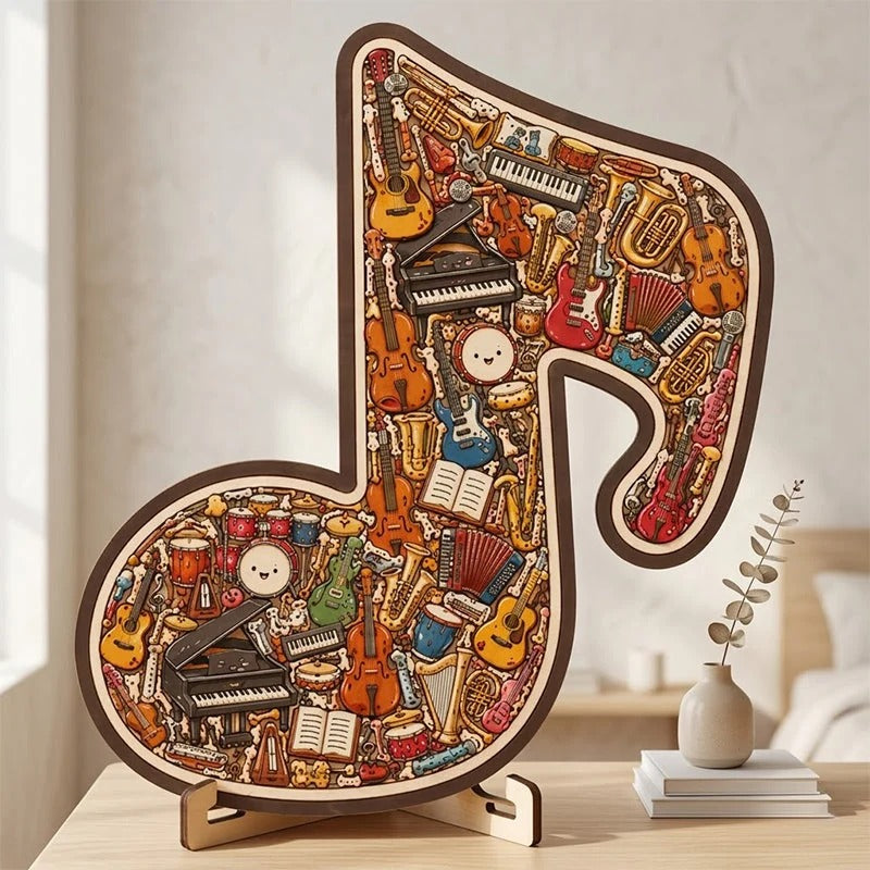 Houten muziekpuzzel voor creatief denken