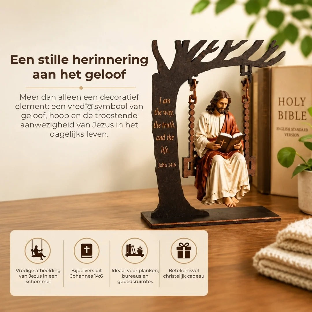 Christelijk Jezus schommelornament van hout
