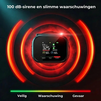 6 in 1 slimme veiligheidsdetector voor CO gas en rook