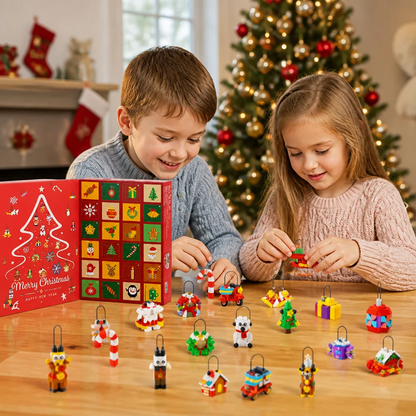 Adventskalender met bouwblokken voor kerstdecoraties