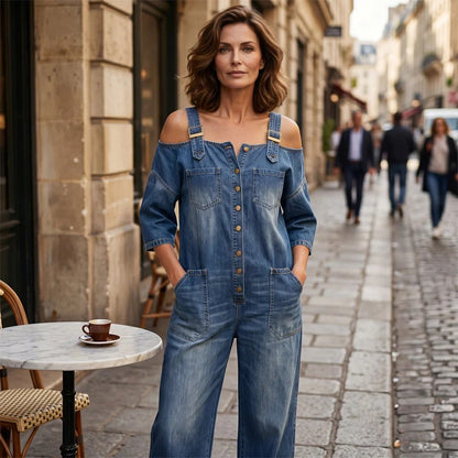 Jumpsuit met Wijde Pijpen en Steekzakken