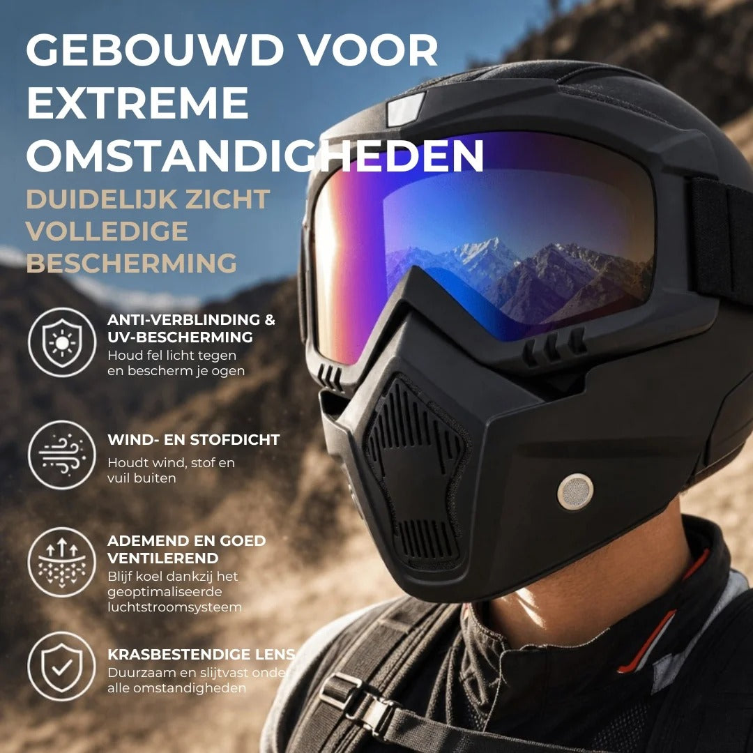 Volgelaatsmasker met krasbestendige sportbril