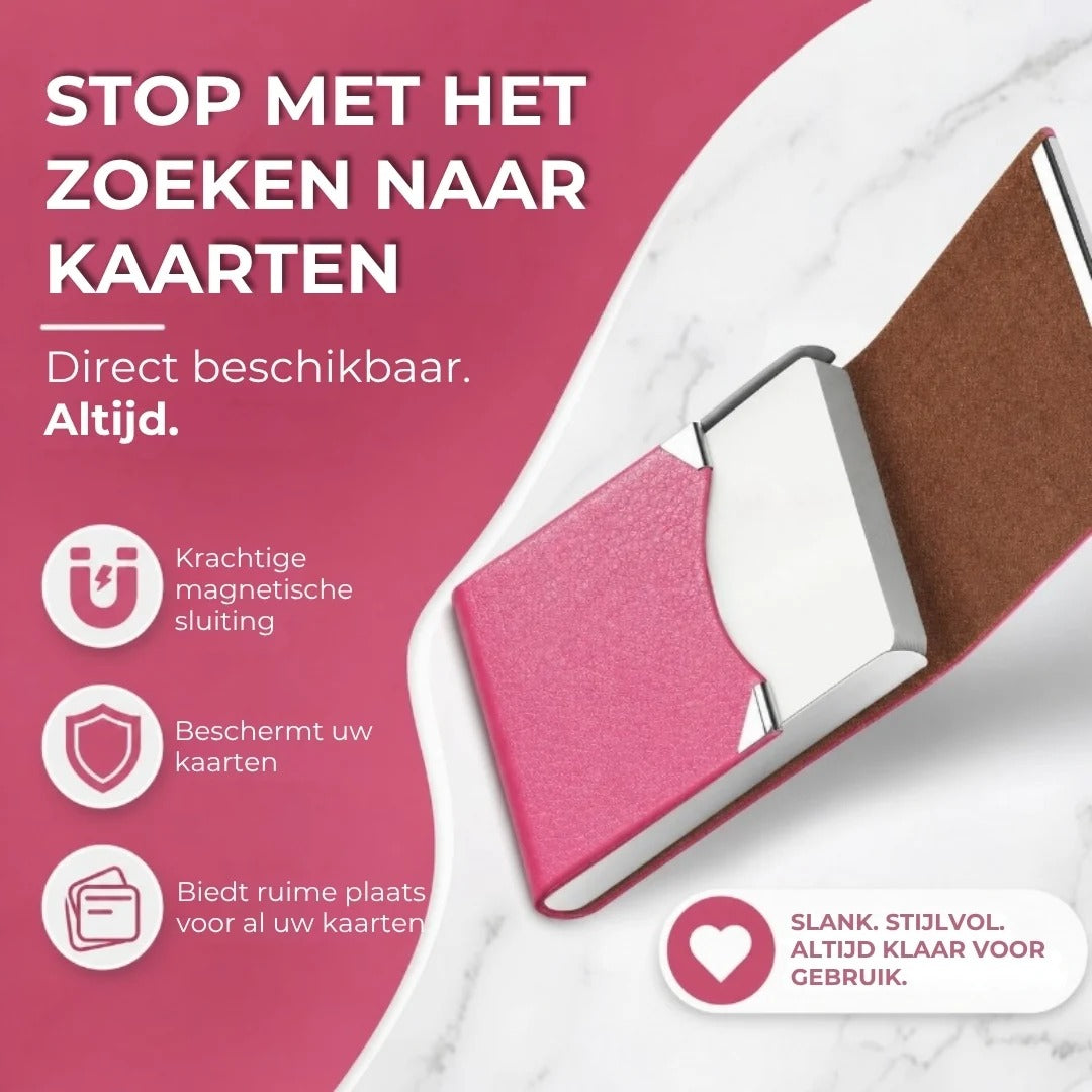 Magnetische visitekaarthouder met suède voering