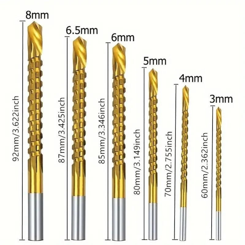 Titanium gecoate HSS boorset 6 stuks