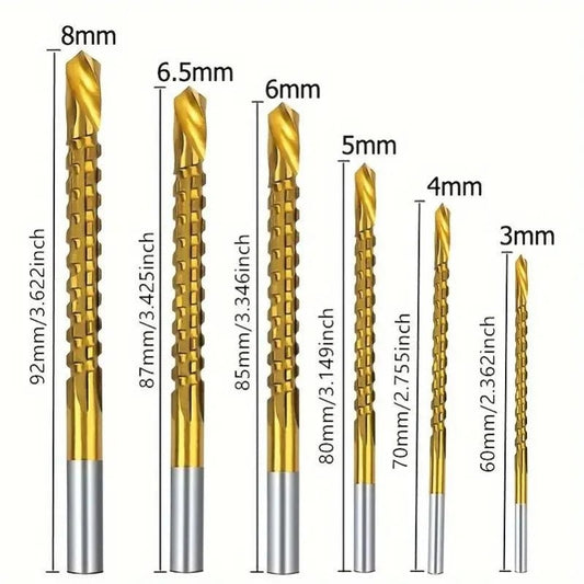 Titanium gecoate HSS boorset 6 stuks