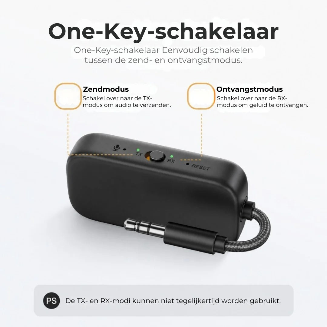 2 in 1 Bluetooth audio adapter met zender en ontvanger