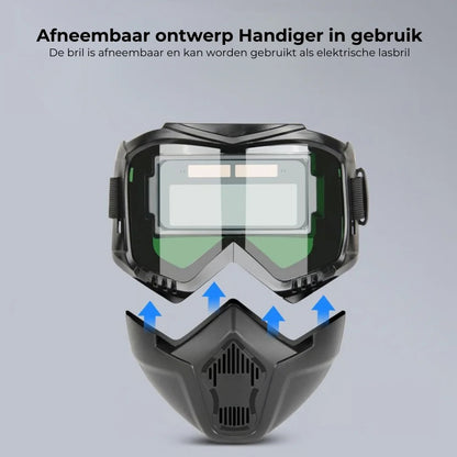Lashelm met automatische verduistering en koolstoffilter