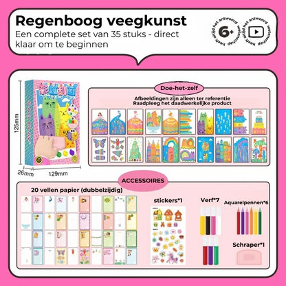 DIY regenboog krasplaten set van 35