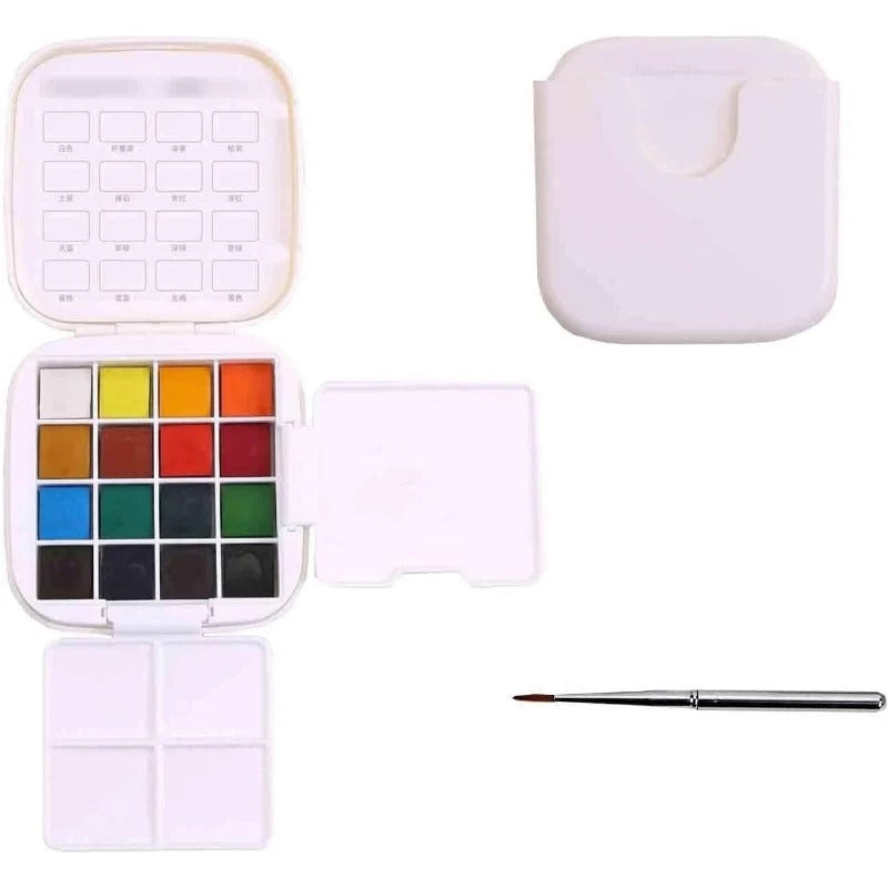 Ultracompacte aquarelset 16 kleuren