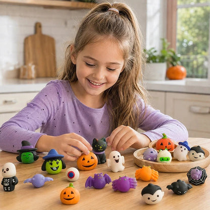 Halloween antistress squishies met pompoenemmer set van 30