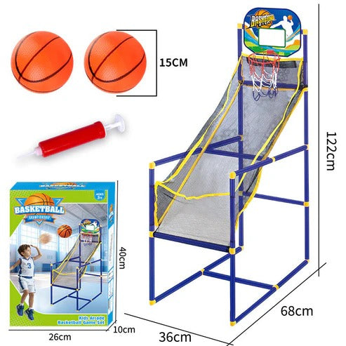 Indoor Basketbalset met Vier Ballen en Automatische Balterugvoer