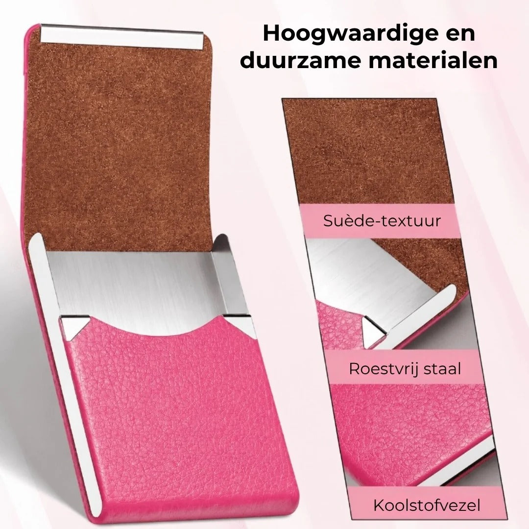 Magnetische visitekaarthouder met suède voering