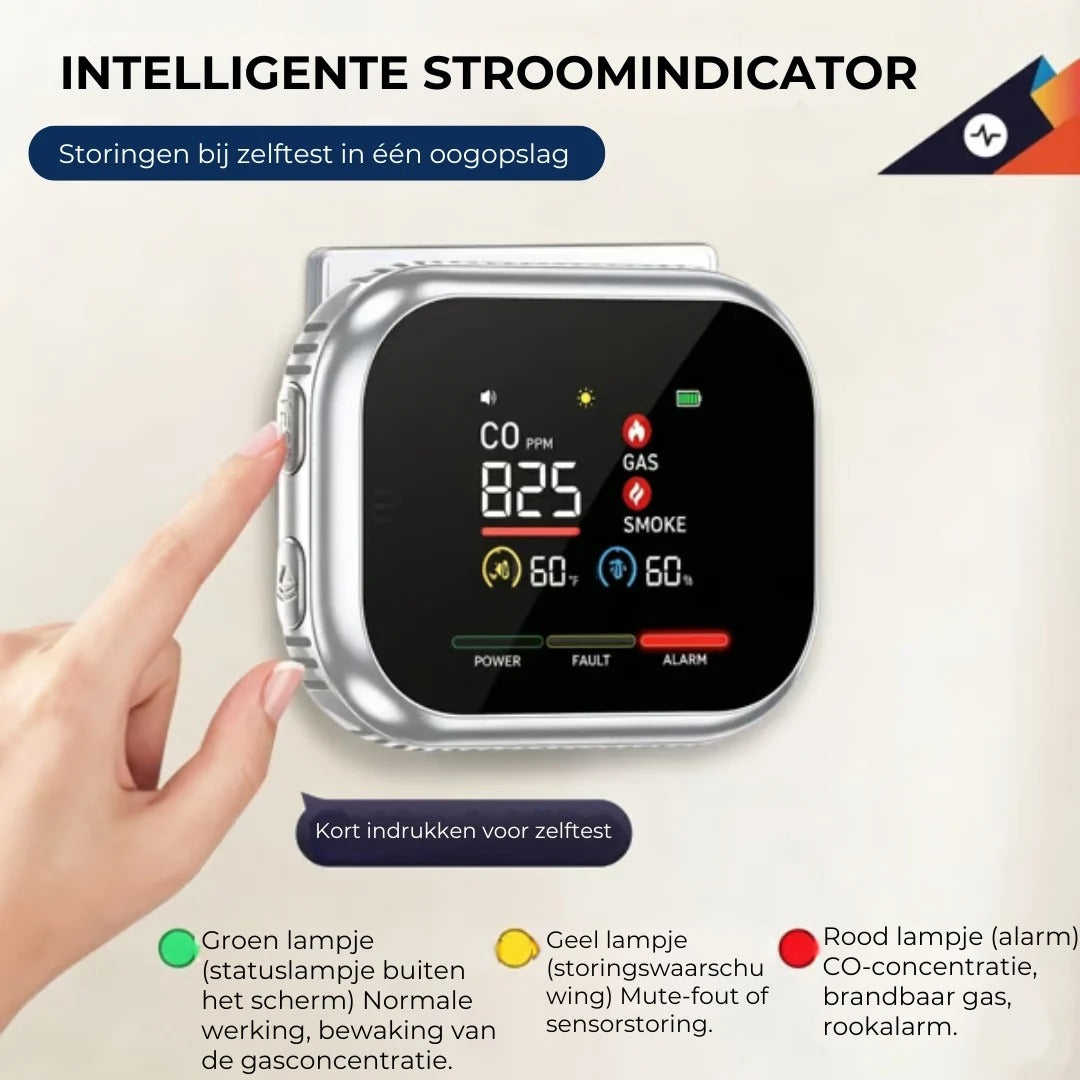 6 in 1 slimme veiligheidsdetector voor CO gas en rook