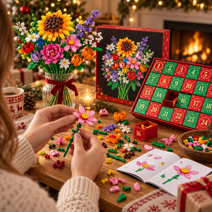 Bloemenboeket bouwset adventskalender voor kerst