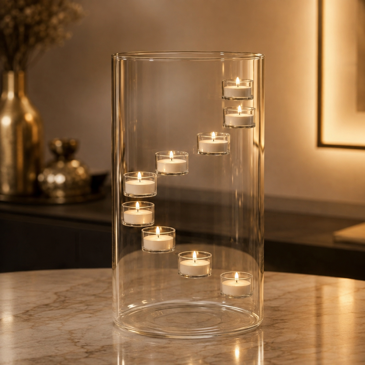 Aura Glass glazen waxinelichthouder met zwevend lichteffect