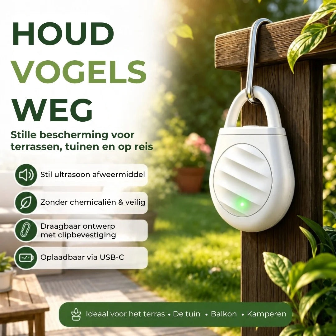 Ultrasone vogelverjager voor tuin en balkon