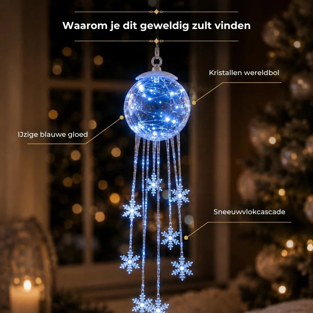 LED kerstbal met hangende sneeuwvlokken