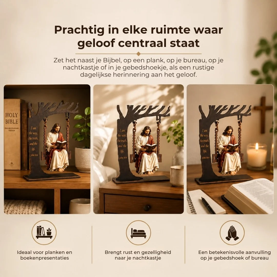 Christelijk Jezus schommelornament van hout