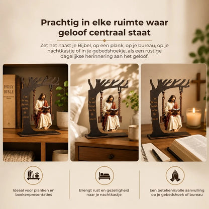 Christelijk Jezus schommelornament van hout