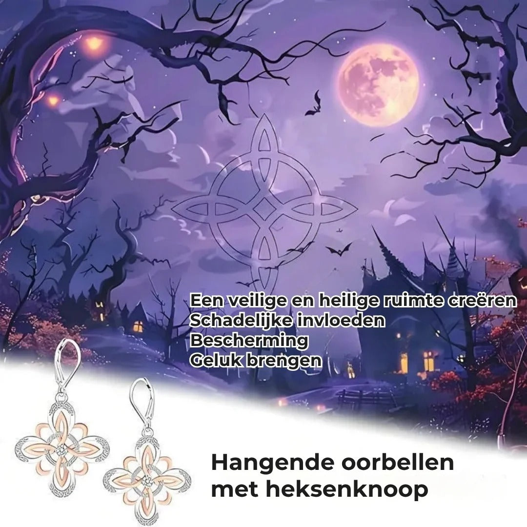 Zilverkleurige heksenknoop oorbellen