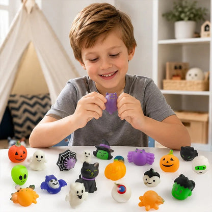 Halloween antistress squishies met pompoenemmer set van 30