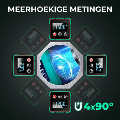 Vierzijdige magnetische digitale hoekmeter met laser