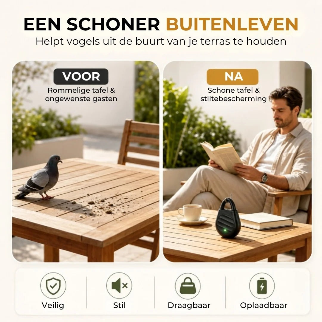 Ultrasone vogelverjager voor tuin en balkon