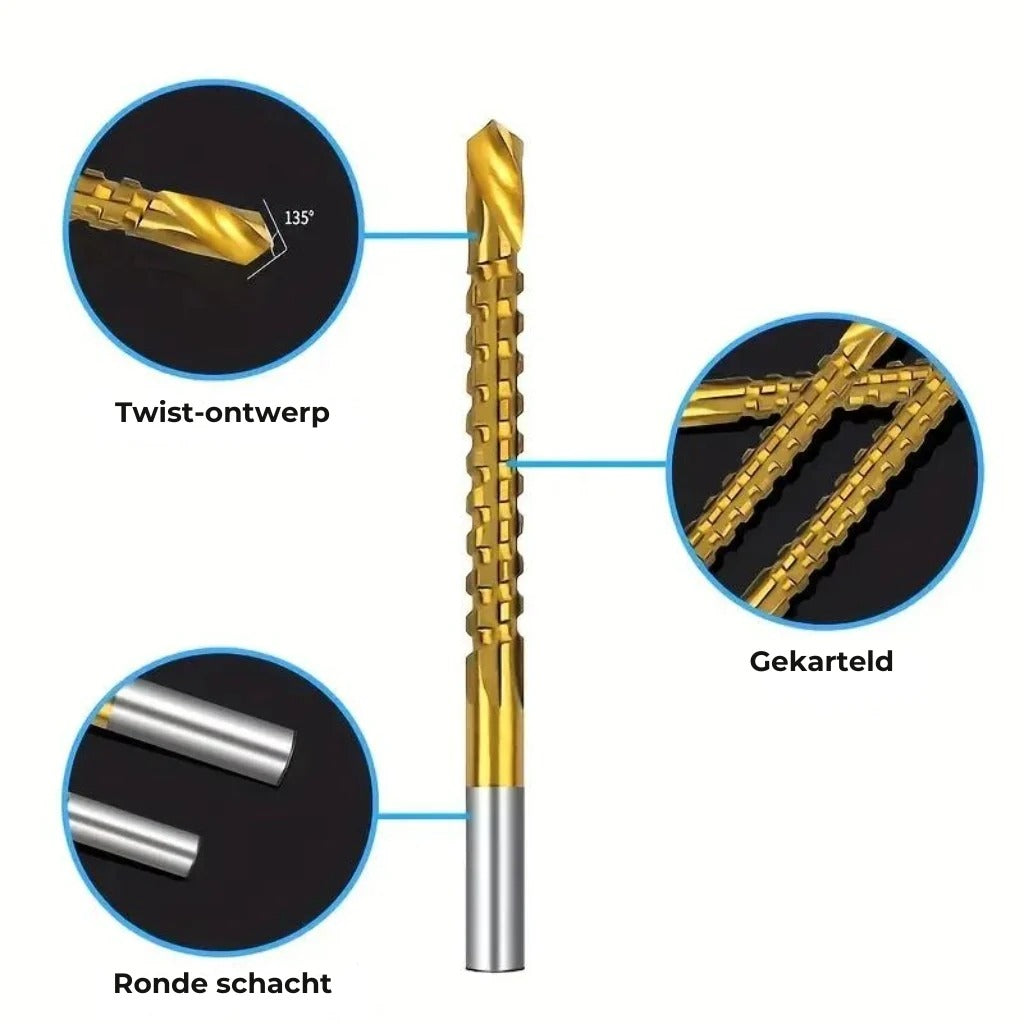 Titanium gecoate HSS boorset 6 stuks