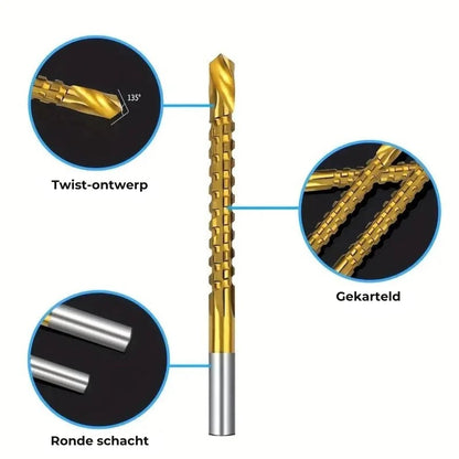 Titanium gecoate HSS boorset 6 stuks