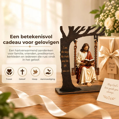 Christelijk Jezus schommelornament van hout