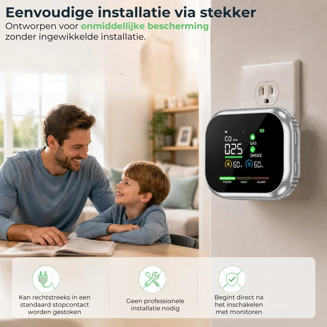 6 in 1 slimme veiligheidsdetector voor CO gas en rook