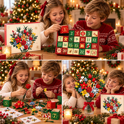 Bloemenboeket bouwset adventskalender voor kerst
